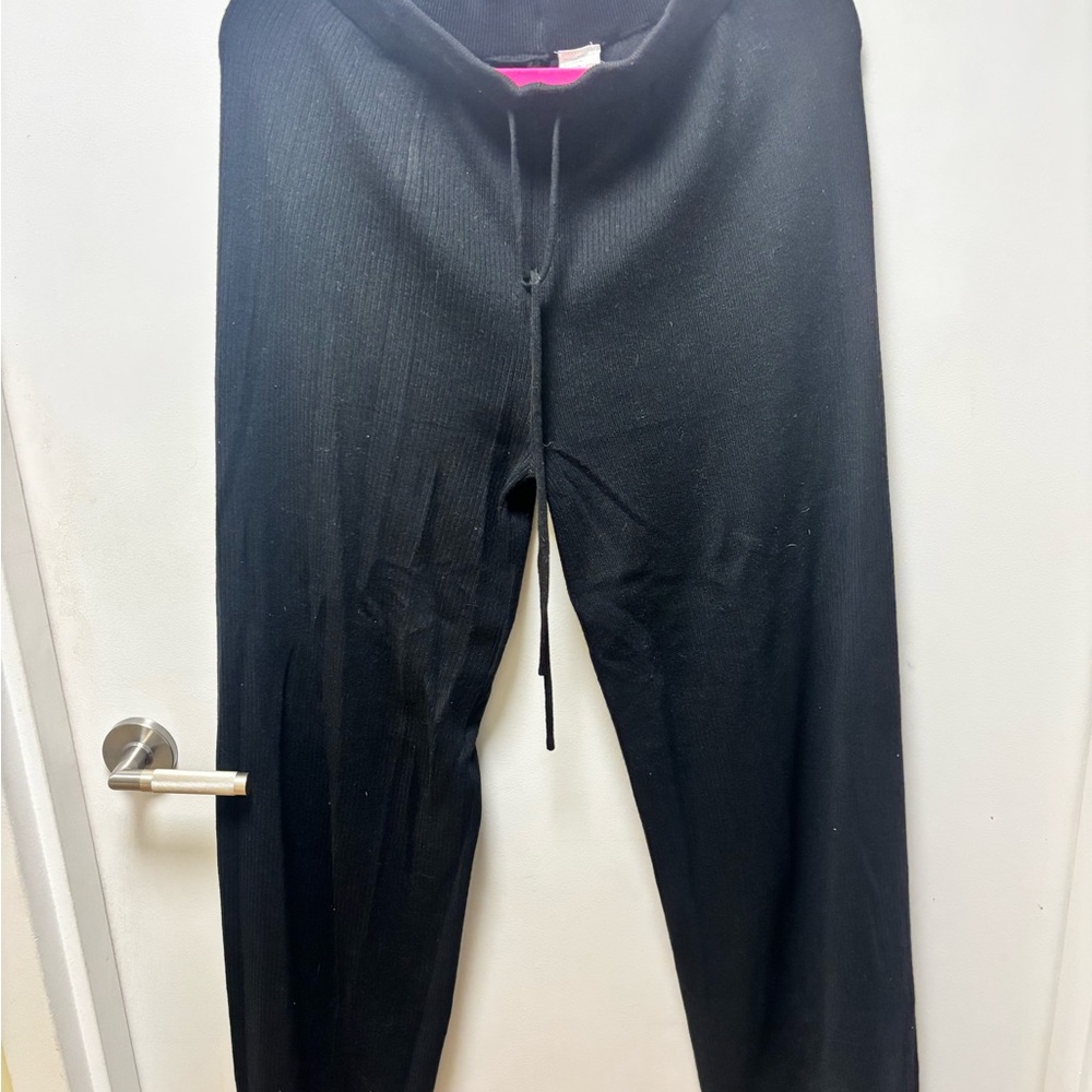 Black Drawstring Wide leg Pant Set.